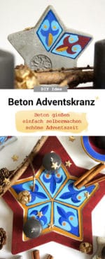 Adventskranz aus Beton mit Ornamentmalerei