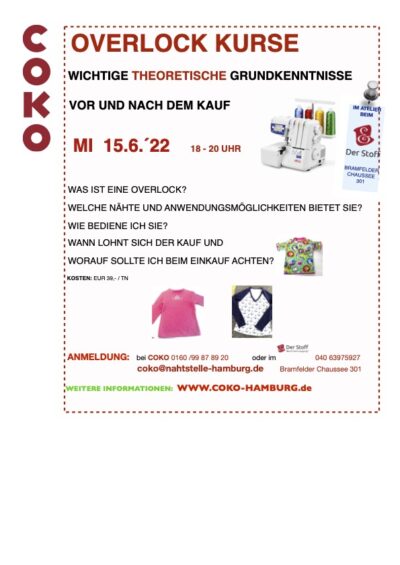 OVERLOCK-KURSUS bei COKO/ THEORIE OVERLOCK-KURSUS bei COKO/ THEORIE