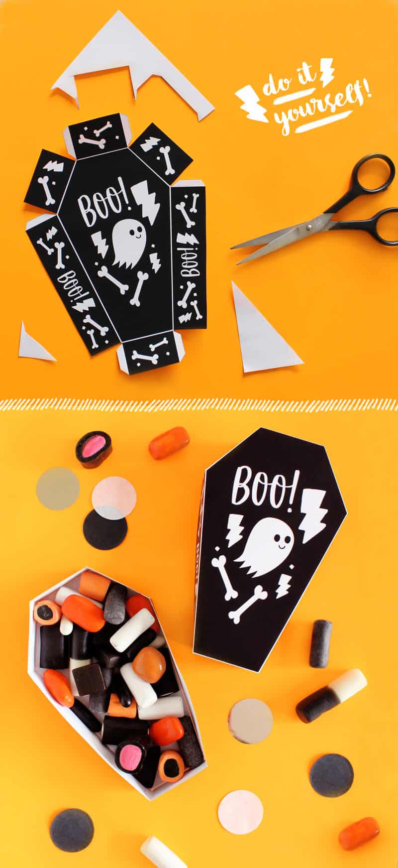 DIY GESCHENKBOX FÜR HALLOWEEN BASTELN / FREE PRINTABLE SARGBOX
