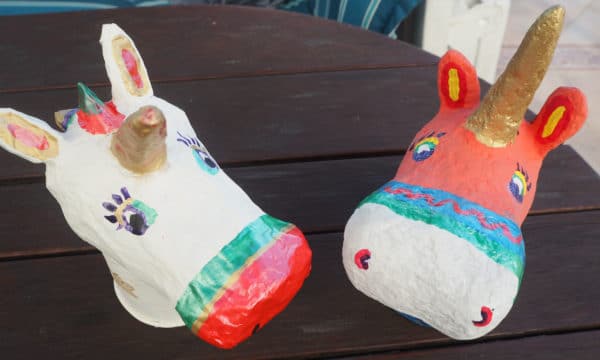 DIY Pappmaché Figuren – Einhorn Kopf selber basteln