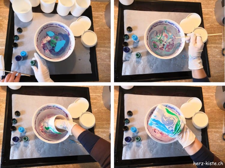 DIY Adventskalender aus marmorierten Dosen