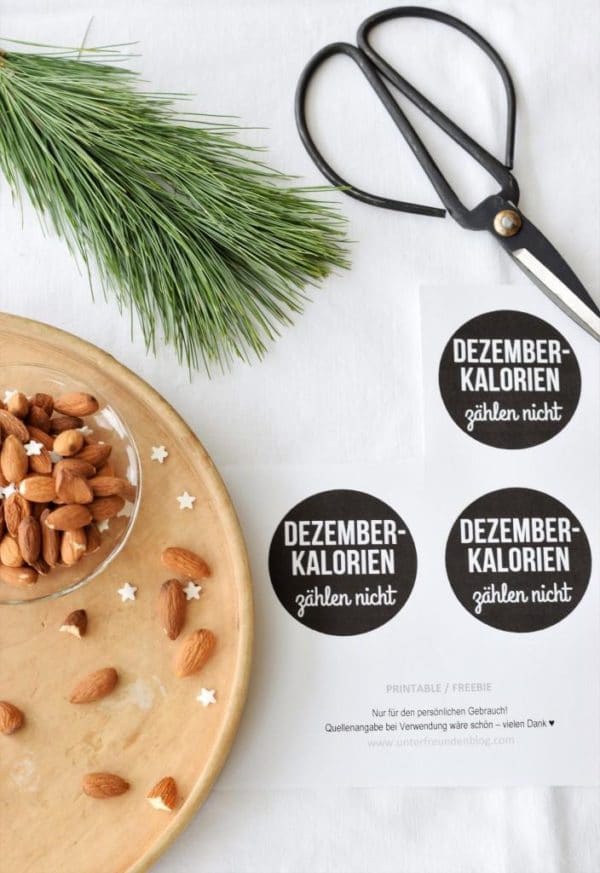 Dezember-Kalorien zählen nicht - Freebie-Etikett für die süßesten Advents-Mitbringsel