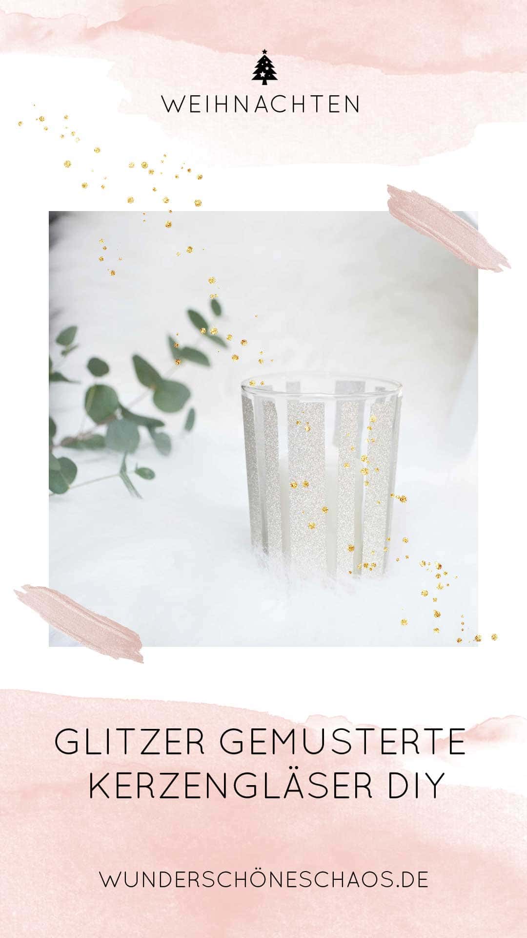 DIY GLITZER GEMUSTERTE KERZENGLÄSER