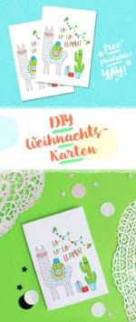 DIY LAMA-WEIHNACHTSKARTE BASTELN / FREE PRINTABLE