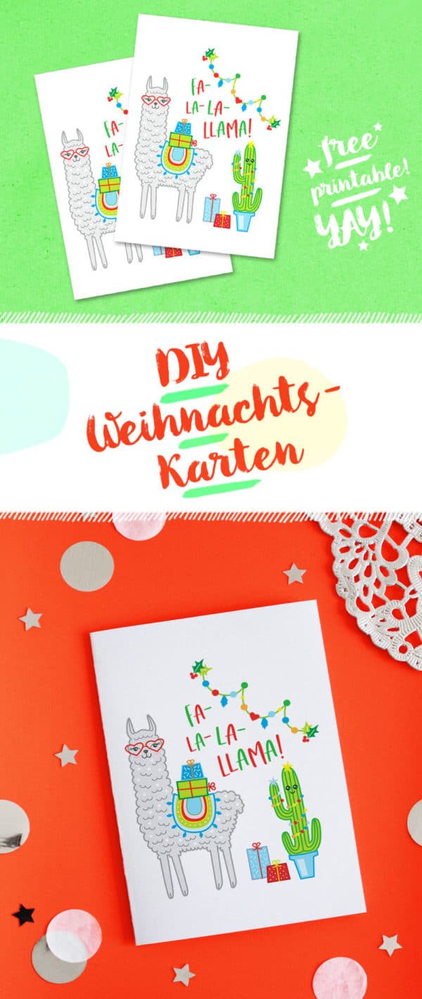 DIY LAMA-WEIHNACHTSKARTE BASTELN / FREE PRINTABLE