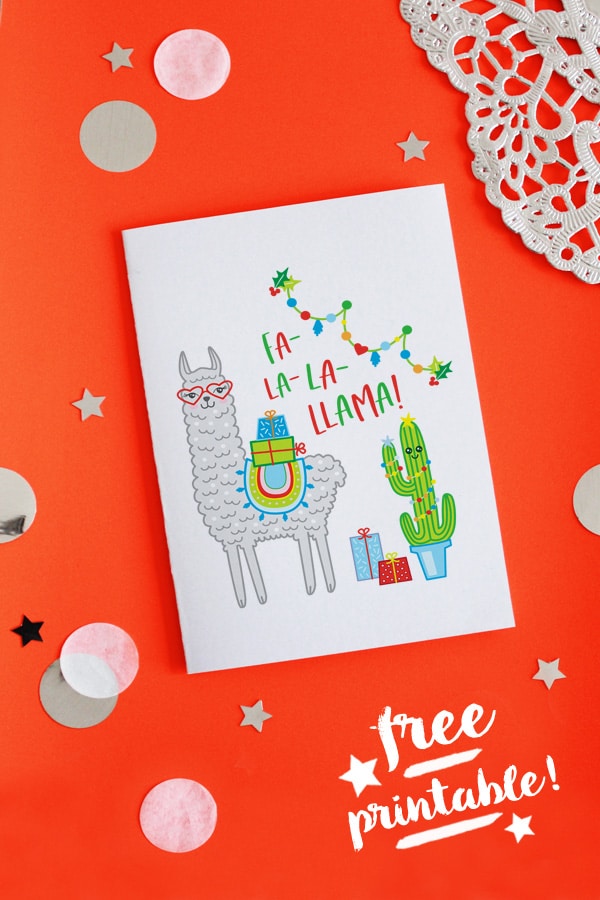 DIY LAMA-WEIHNACHTSKARTE BASTELN / FREE PRINTABLE