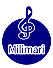 Milimari Logo mit Musiksymbol und Schriftzug, geeignet für kreative und handgemachte Kunstprojekte auf Handmade Kultur.