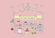 Bunte Illustration mit Nähutensilien, Bastelmaterialien und Handwerkszubehör für kreative DIY-Projekte bei HANDMADE Kultur.