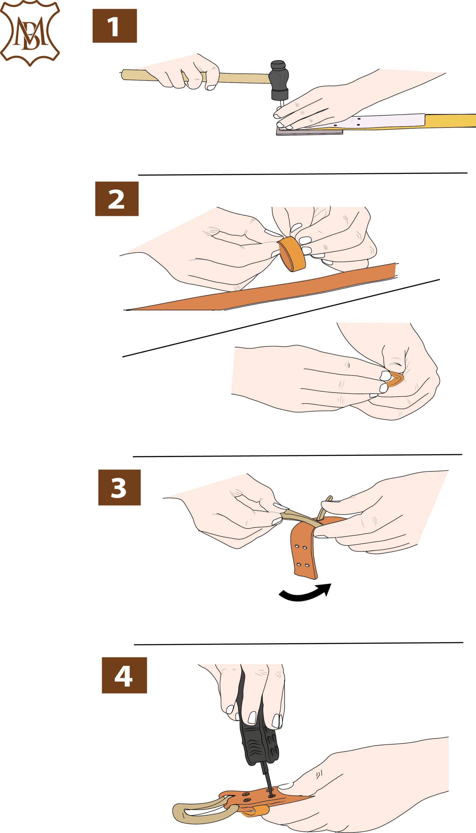 DIY Nietengürtel aus natur gegerbtem Leder