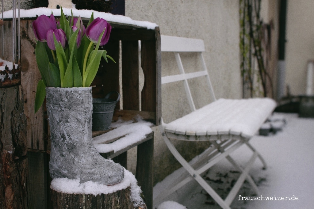 Gummistiefel upcycling – Betonvase