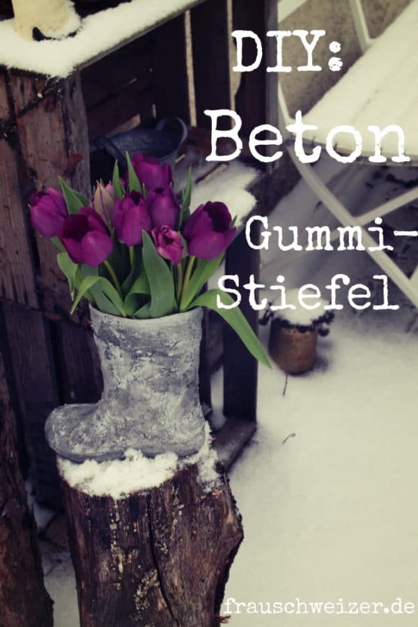 Gummistiefel upcycling - Betonvase