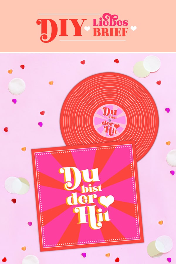 DIY Valentinstag-Karte basteln: 70er Retro Plattencover als Liebesbrief / FREE PRINTABLE