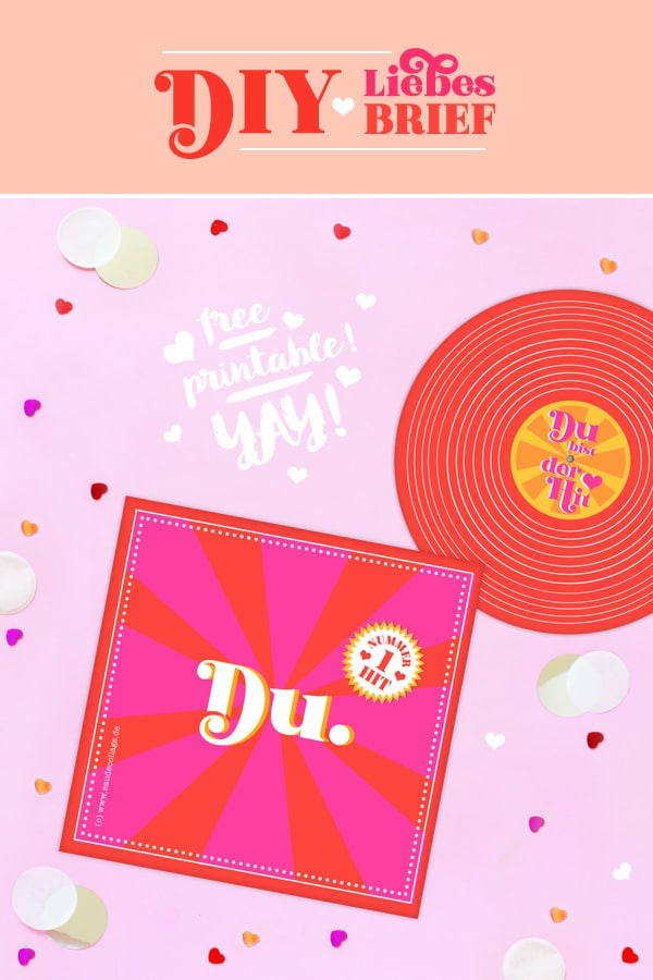 DIY Valentinstag-Karte basteln: 70er Retro Plattencover als Liebesbrief / FREE PRINTABLE