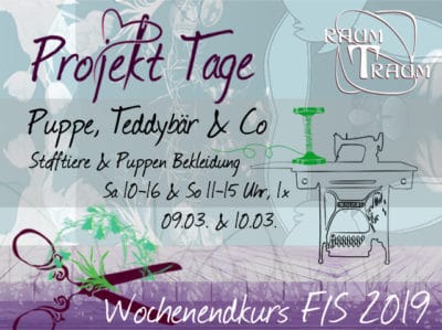 Nähkurs Projekt Stofftiere Sa 09.03. 10-16 & So 10.03. 11-15 Uhr