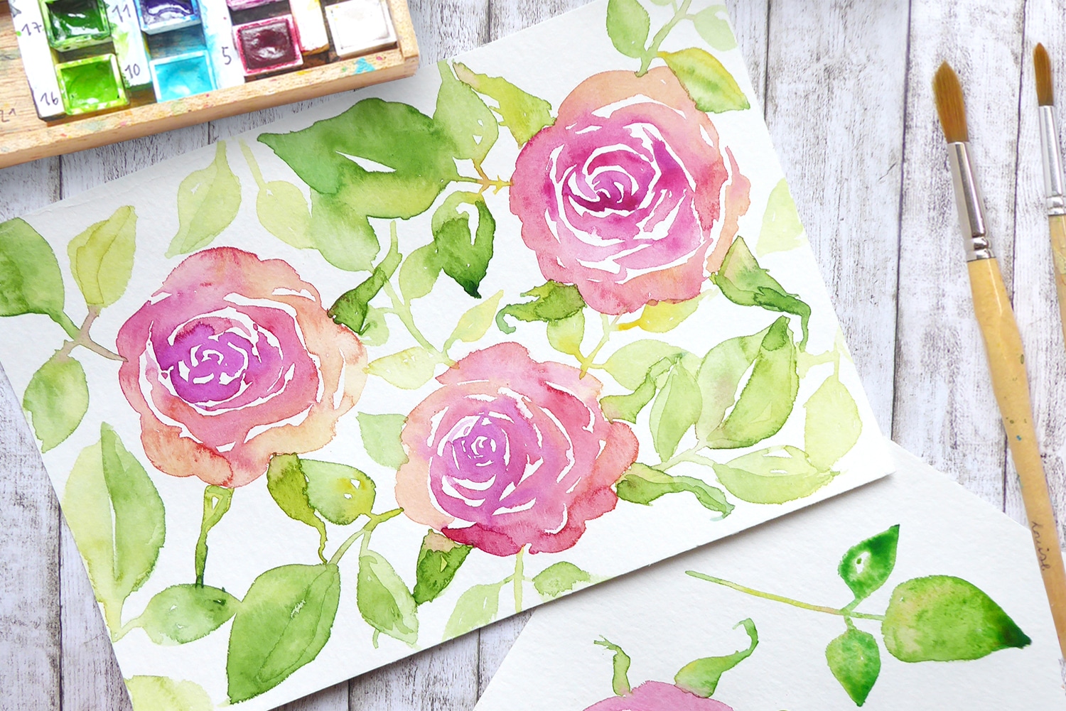 Rosen mit Aquarellfarben malen