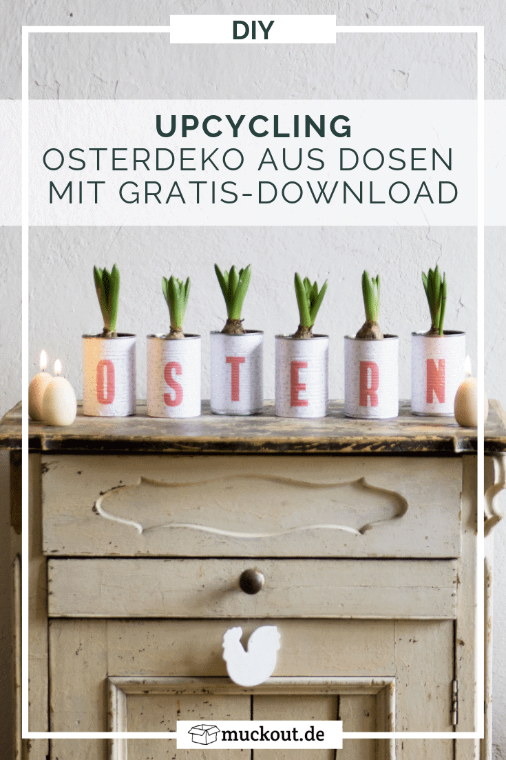 Upycling-Oster-Deko: Dosen für Pflanzen mit Freebie