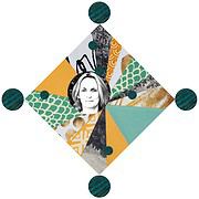 Kreatives Collage mit bunten Mustern, Texturen und einer Frauenfigur, symbolisiert handgemachte Kunst und kreative Gestaltung bei HANDMADE Kultur.
