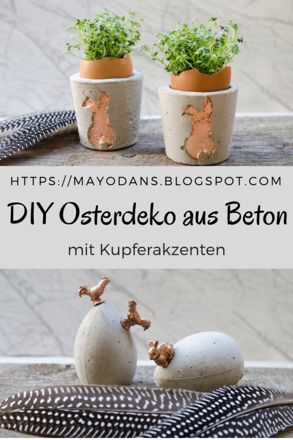 DIY Osterbecher und Ostereier aus Beton mit Kupferakzenten