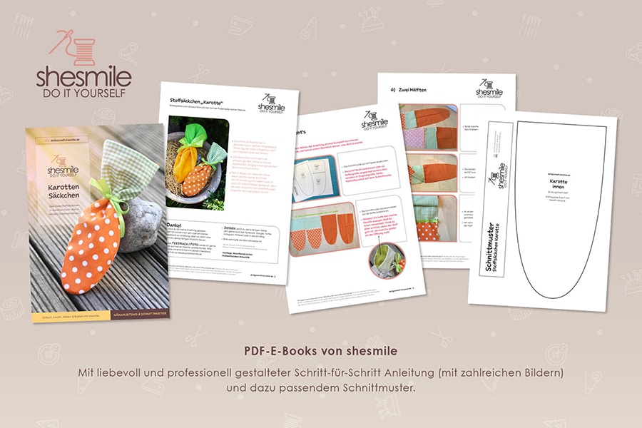 Stoffsäckchen Karotte (Kostenlose Nähanleitung und Schnittmuster)