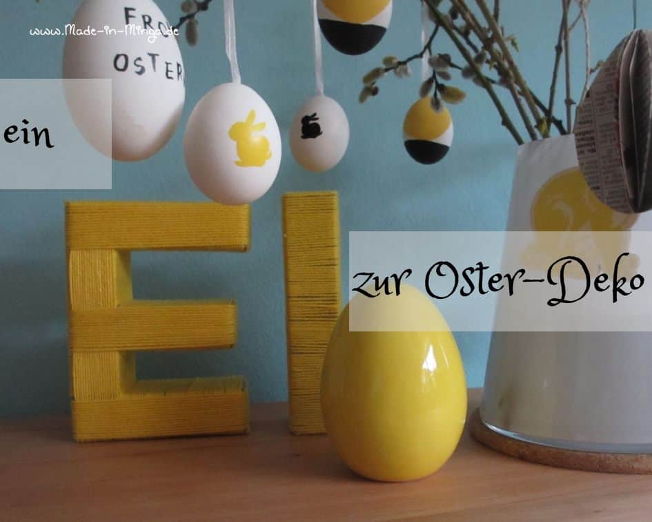 Oster-Deko: Pappbuchstaben mit Wolle umwickeln