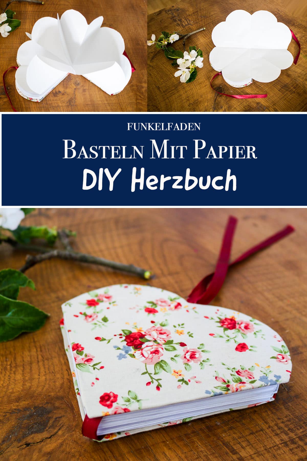 DIY – Herzbuch für Muttertag, als Poesiealbum, Gästebuch für Hochzeit oder Valentinstag