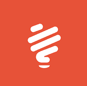 Das HANDMADE Kultur Logo zeigt eine stilisierte Glühbirne, die für kreative Handwerkskunst und nachhaltiges Design steht, auf einem orangefarbenen Hintergrund.