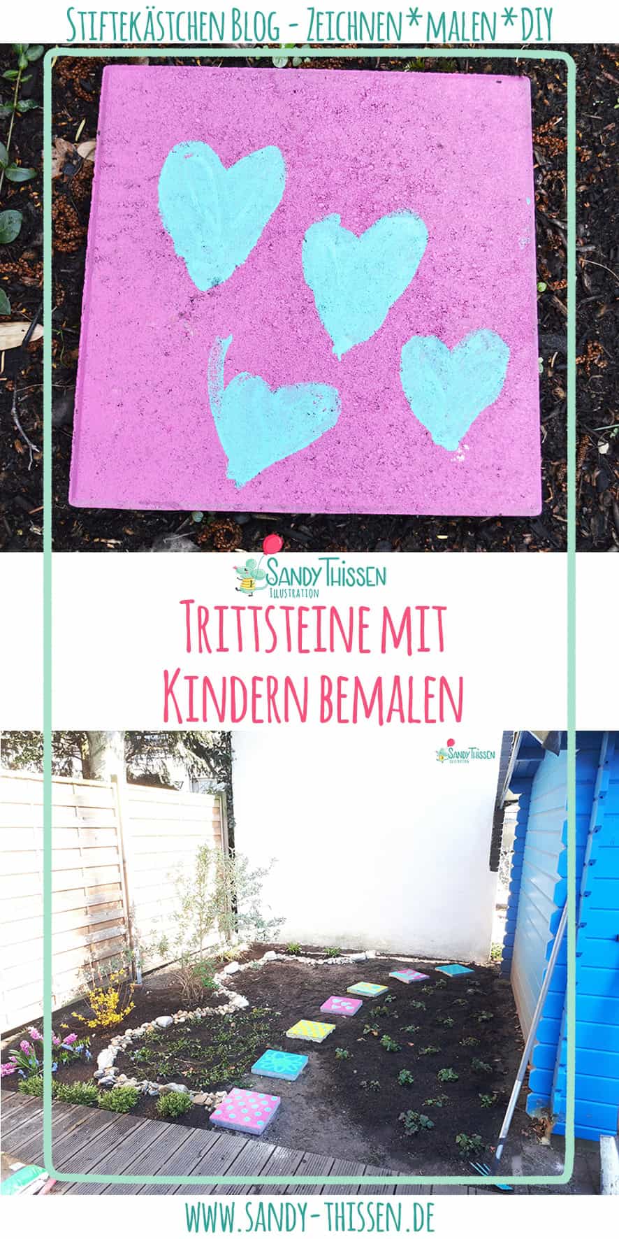 Outdoormalen mit Kindern – Trittsteine für den Garten