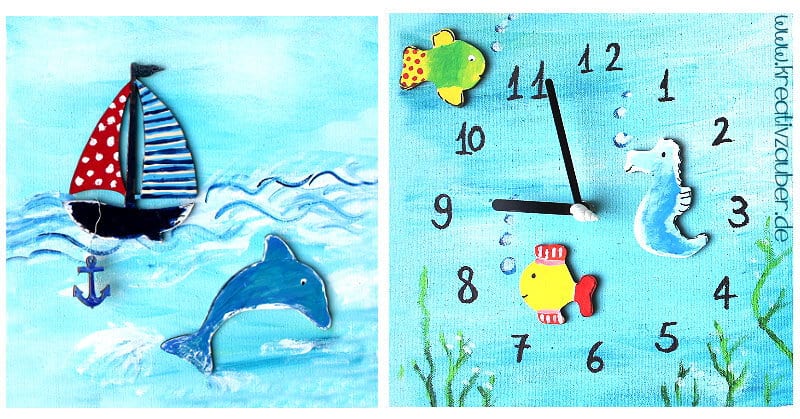 Sommerliche Wanduhr basteln