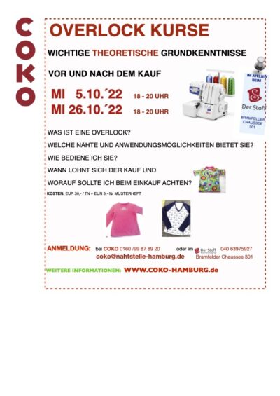 OVERLOCK-KURSUS bei COKO/ THEORIE OVERLOCK-KURSUS bei COKO/ THEORIE