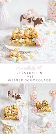 KEKSKUCHEN MIT WEISSER SCHOKOLADE, KNACKIGEN HASELNÜSSEN & MARSHMALLOWS