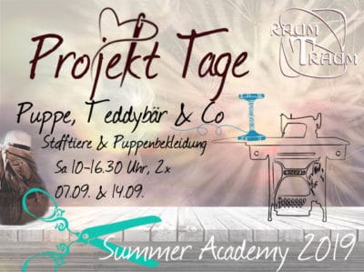 Nähkurs Projekt Stofftiere Wochenende August 2x Sa 10-16.30 Uhr