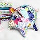 Patchwork-Sparschwein aus Altpapier und Stoffresten