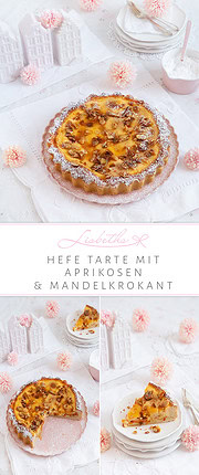 Hefe Tarte mit Aprikosen und Mandelkrokant