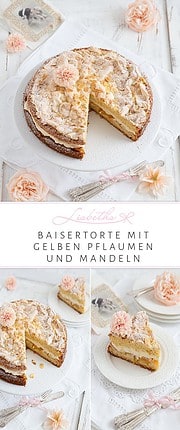 Pflaumen-Torte mit knuspriger Baiser Mandelhaube