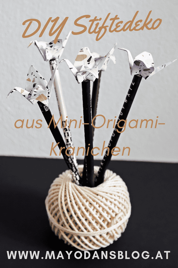 DIY Mini-Origami-Kraniche als Bleistiftdeko