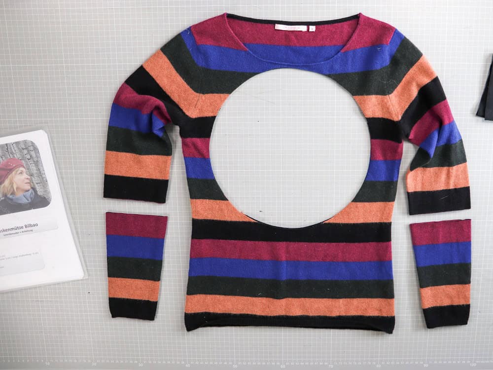 upcycling: Mütze +Stulpen aus Pulli nähen