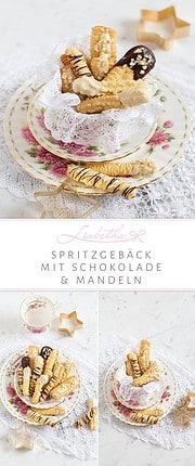 SPRITZGEBÄCK MIT ZWEIERLEI SCHOKOLADE & MANDELN