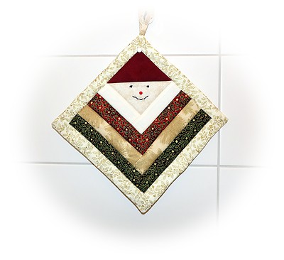 Topflappen Weihnachtsmann Patchwork - Stoffreste vernähen