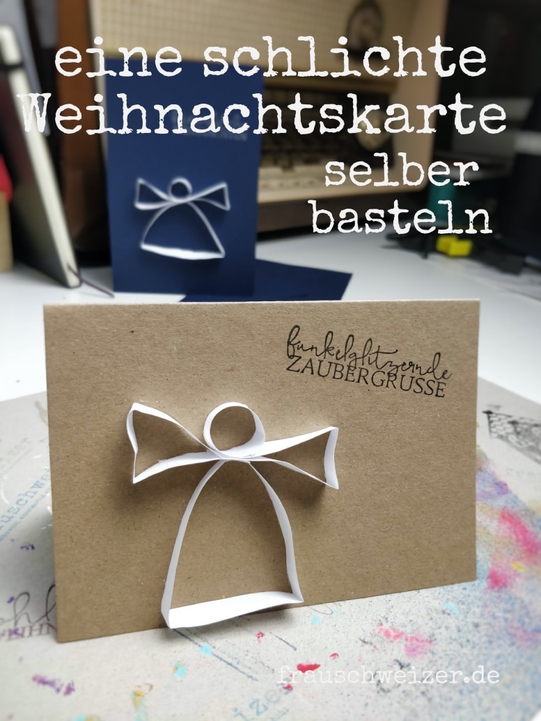 Wunderschöner Engel auf einer selbstgebastelten Karte