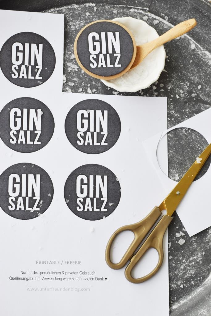 Gin-Salz, einfach selbstgemacht! DIE Geschenkidee für Gin-Fans. Mit Freebie-Etikett