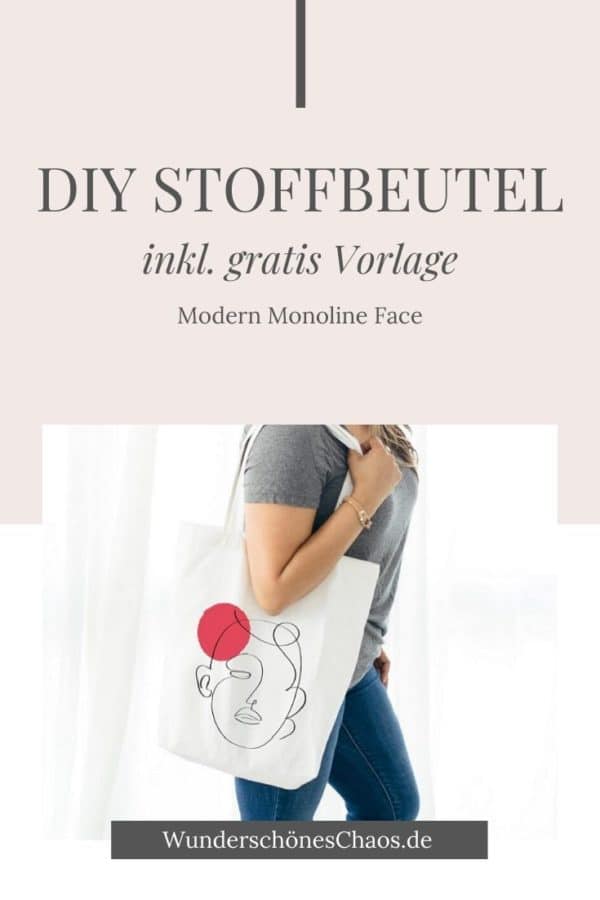DIY Stoffbeutel mit Monoline Face (inkl. gratis Vorlage)