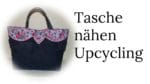 Upcycling Nähidee Jeanstasche aus alten Jeans und altem Kleiderstoff genäht, preiswert und schön !