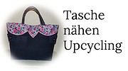 Upcycling Nähidee Jeanstasche aus alten Jeans und altem Kleiderstoff genäht, preiswert und schön !