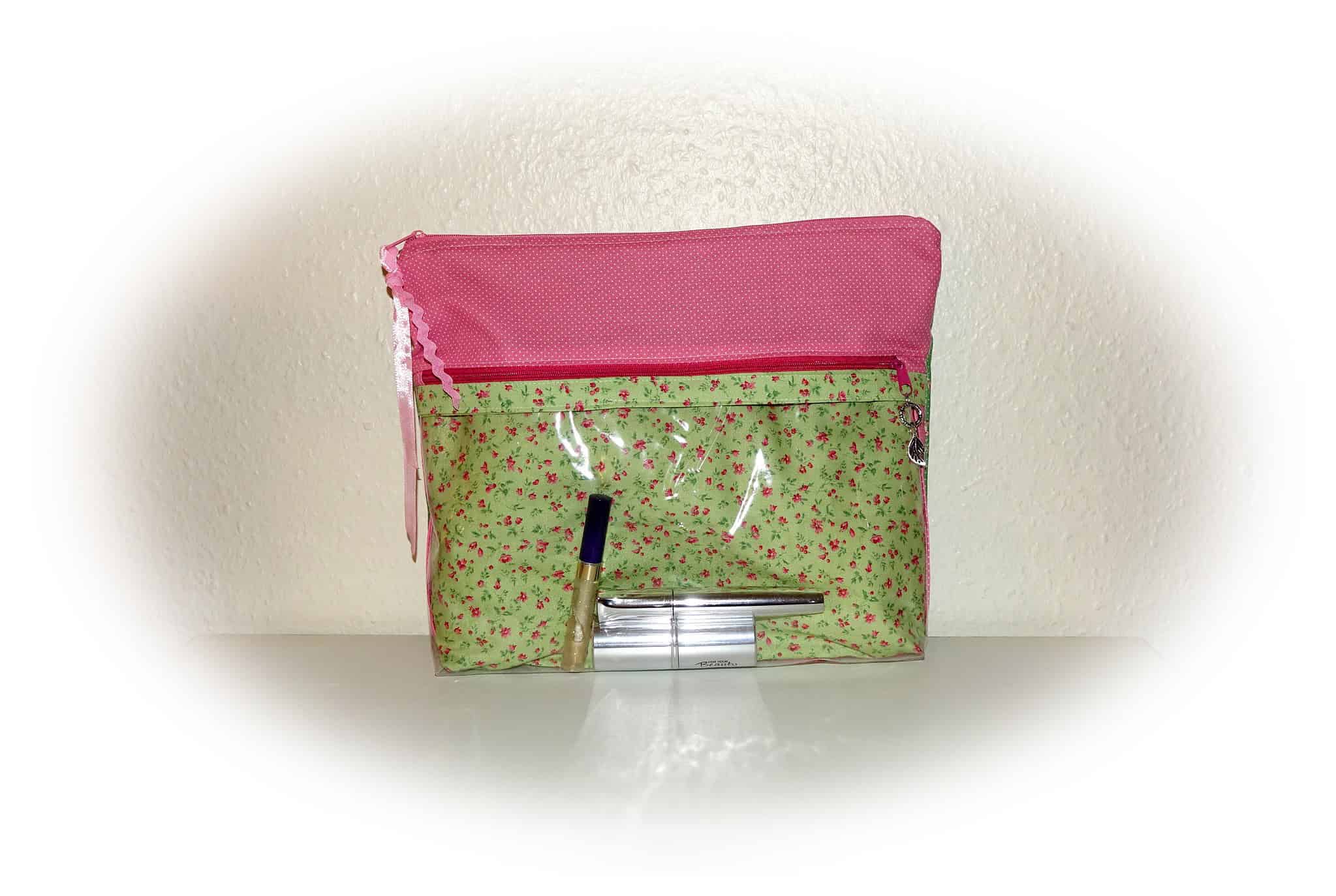Kosmetiktasche mit transparenter Außentasche und 2 Reißverschlüssen nähen