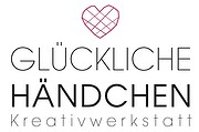 Logo der HANDMADE Kultur mit Herzsymbol und Schriftzug 'Glückliche Händchen Kreativwerkstatt' für handgemachte, kreative Produkte und Workshops.