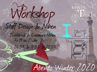 Workshop Stoff Design Textildruck & Crashkurs Nähen 3x Fr Abends 19 - 21.00 Uhr