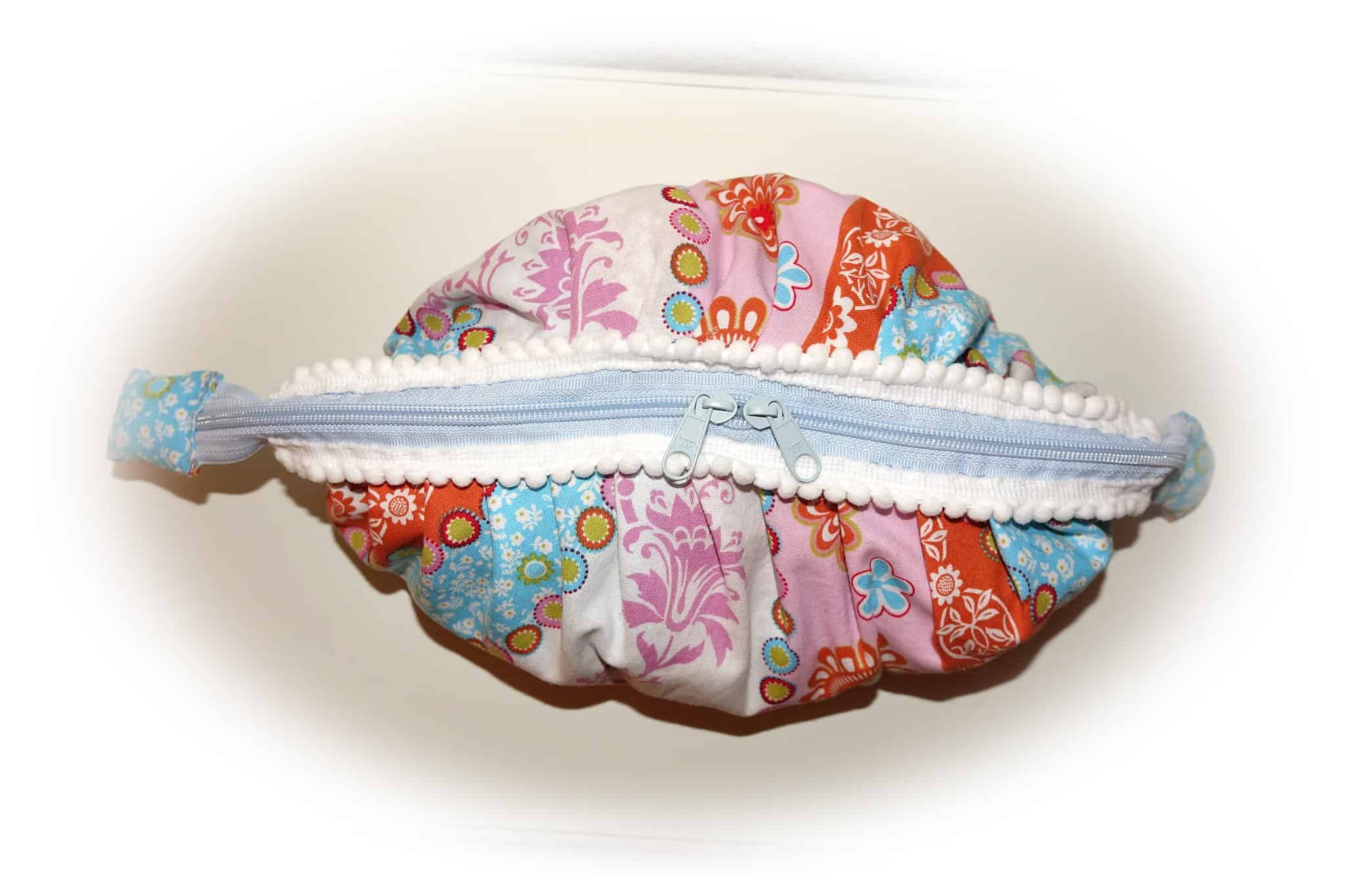 Faltentasche, Tasche , oval mit vielen Falten nähen aus zwei Soffkreisen