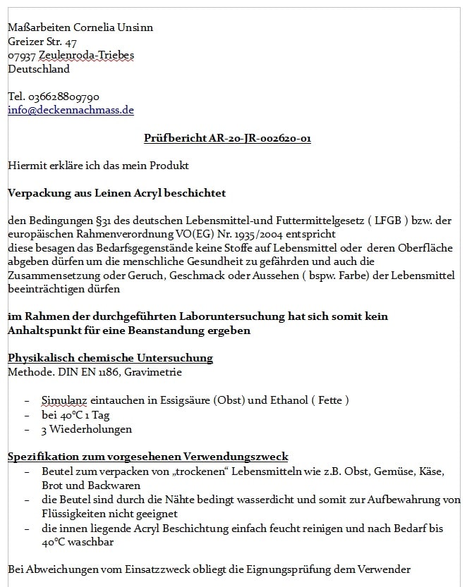 Naturstoff beschichtet und als Lebensmittelverpackung zertifiziert