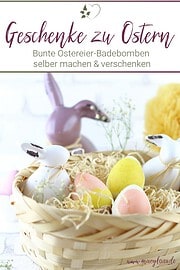 Bunte Ostereier-Badebomben als selbstgemachtes Ostergeschenk