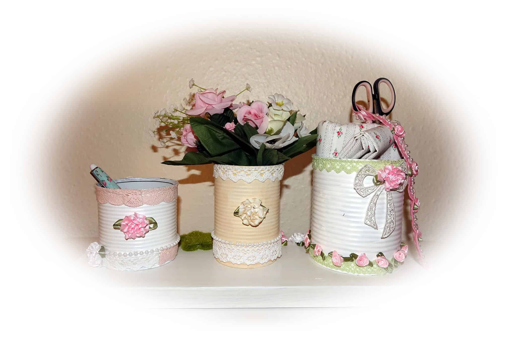 Upcycling mit Blechdosen , Bastelidee, Utensilo für den Schreibtisch